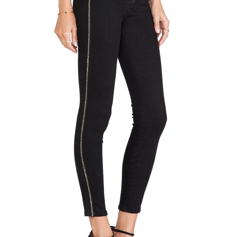 Hudson Luna Super Skinny Crop, Black, Size 25